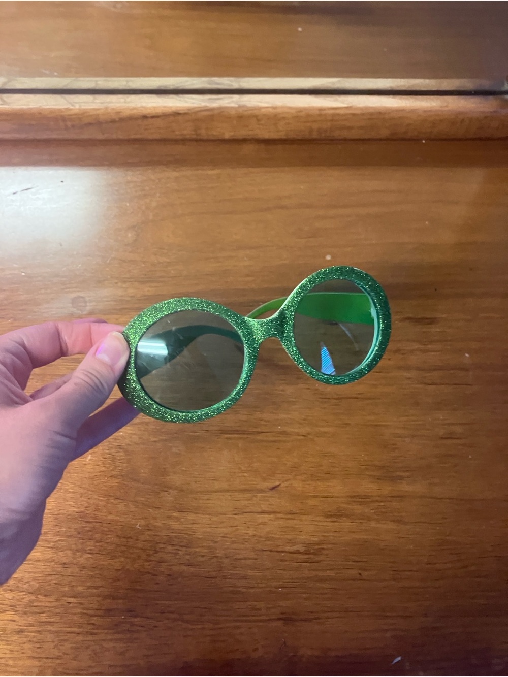 Green Glitter Round Sunglasses